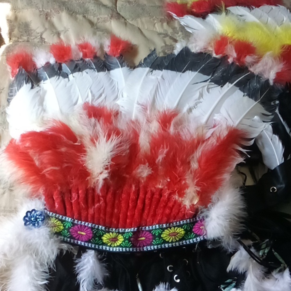 American Indian Costume - Extra, & Cool Headresses Short Fringed Black Dress - Picture 7 of 11